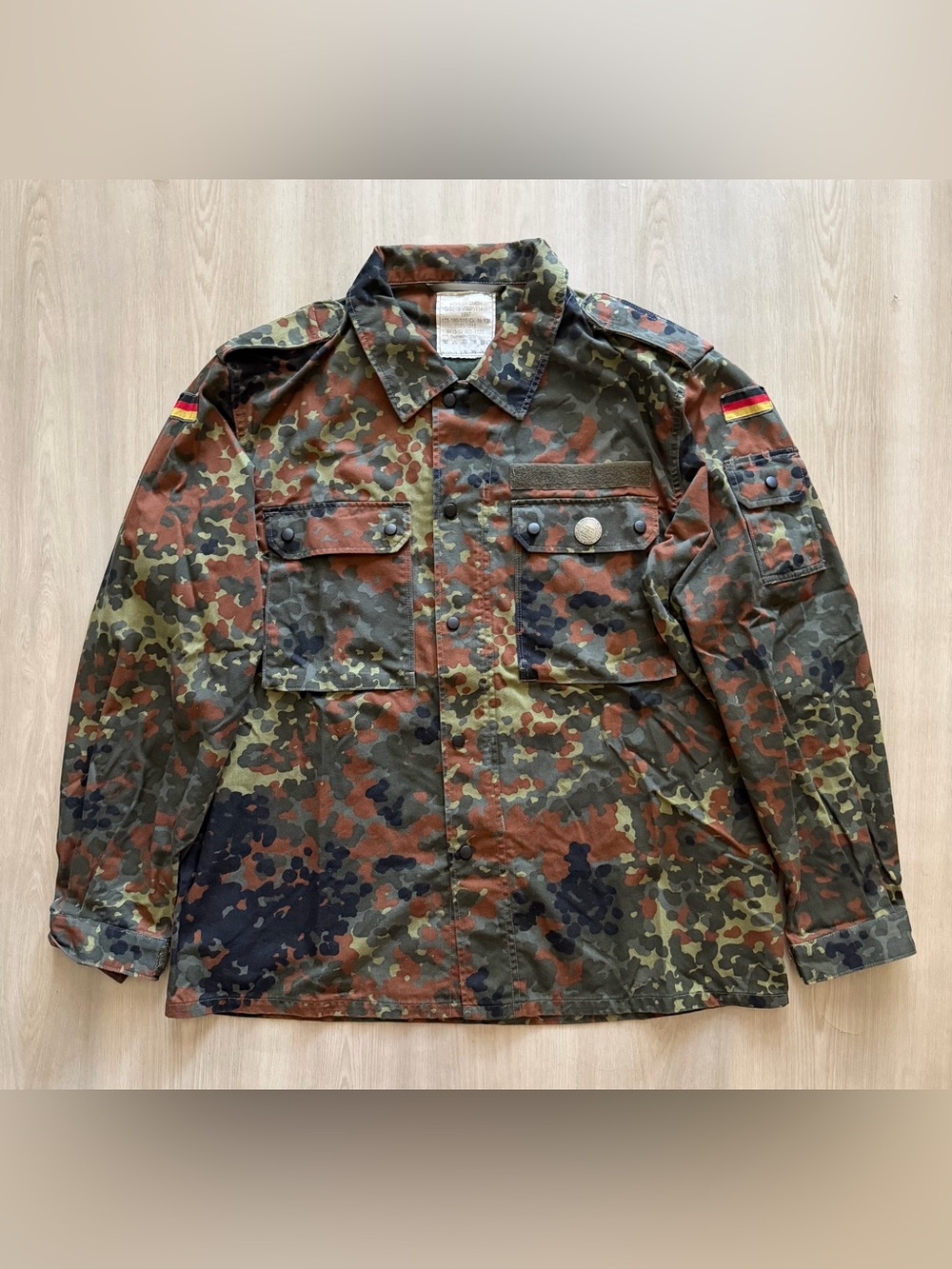 Vintage 90s German Army Bundeswehr Flecktarn Field Shirt Jacket Sz XL See Pics